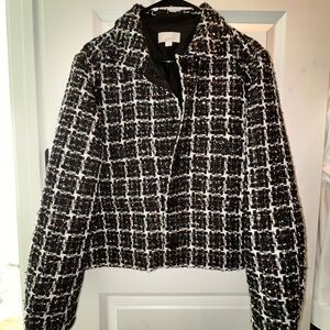 LOFT sparkle Black and White Tweed Blazer